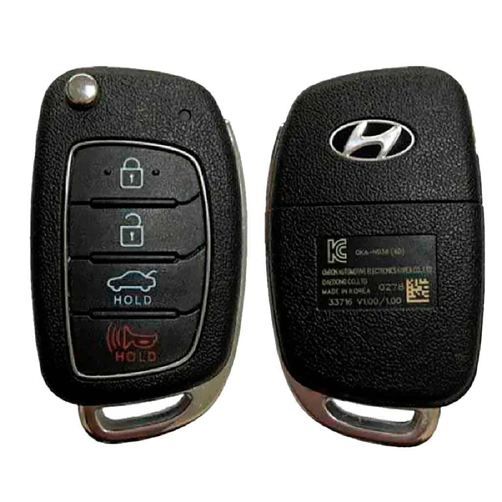 2017-2018 (OEM Refurb) Remote Flip Key for Hyundai Elantra | PN: 95430-F2001 / OKA-NO38 2017-2018 (OEM Refurb) Remote Flip Key for Hyundai Elantra | PN: 95430-F2001 / OKA-NO38